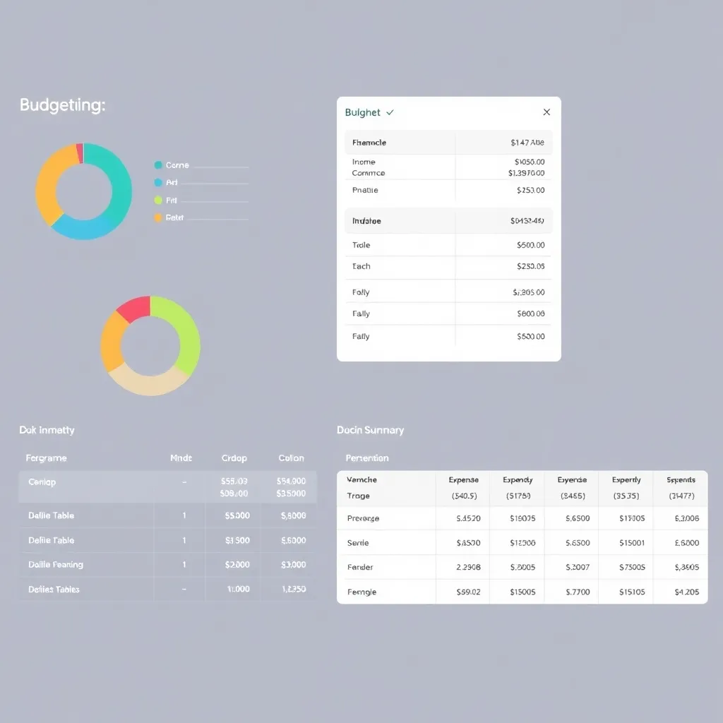 Screenshot van de budget planner interface met grafieken en tabellen