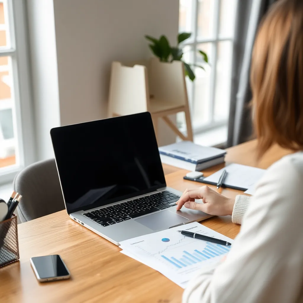 Persoon die financiële planning doet met laptop en documenten